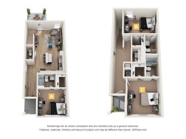 Oakview - 3x3.5 Floor plan
